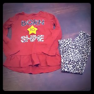 Girls Red Leopard Print Matching Set